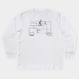 Driving Arrangements for Sewing Machine Vintage Patent Hand Drawing Kids Long Sleeve T-Shirt